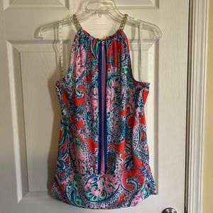 Lilly jersey tank with necklace detail